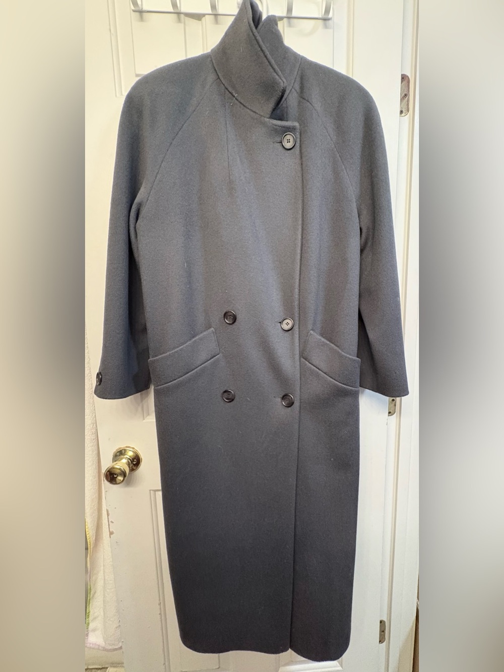 Talbots Classic Double-Breasted Wool Coat - Charcoal